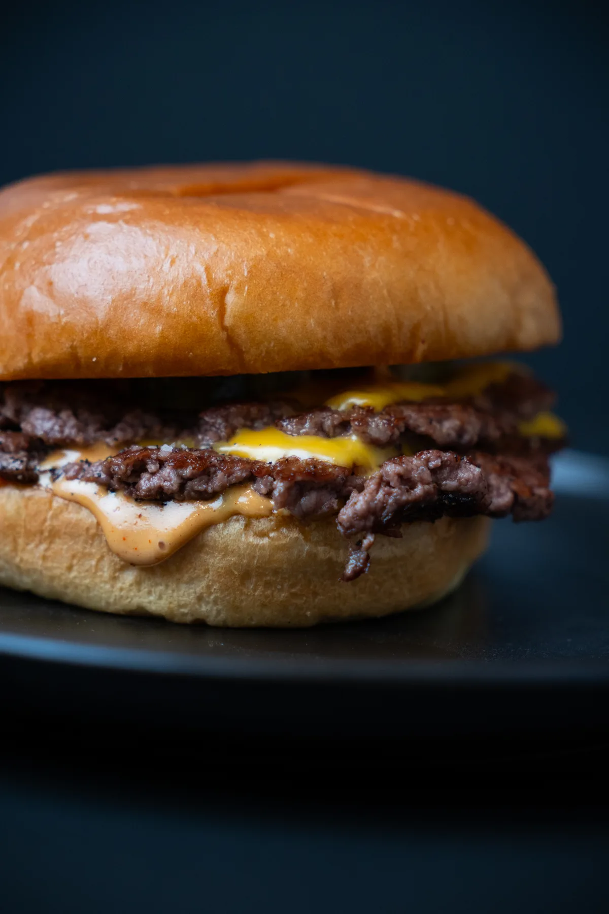 Flak'd double smash burger — 100% halal beef, ground in-house